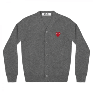 Cdg Play Men’s Cardigan Red Emblem Grey
