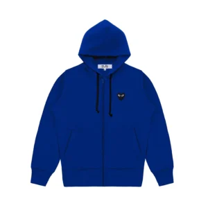 CDG Hoodie Zip up With Large Heart Blue