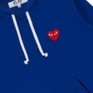 CDG Play Single Red Heart Hoodie in Navy