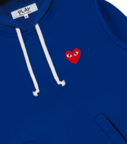 CDG Play Single Red Heart Hoodie in Navy
