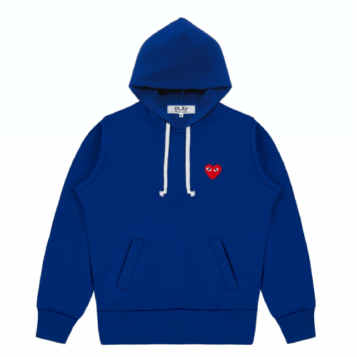CDG Play Single Red Heart Hoodie in Navy