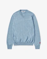 CDG Men Lambswool V Neck Sweater Blue - CDG メンズ ラムウール Vネック セーター ブルー