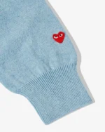 CDG Men Lambswool V Neck Sweater Blue - CDG メンズ ラムウール Vネック セーター ブルー - Image 2