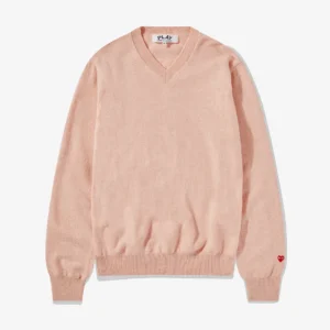 CDG Men Lambswool V Neck Sweater Pink - CDG メンズ ラムウール Vネック セーター ピンク