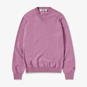 CDG Men Lambswool V Neck Sweater Purple - CDG メンズ ラムウール Vネック セーター パープル