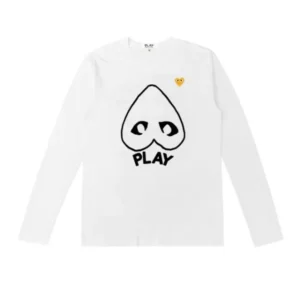CDG Play Heart Logo Long Sleeve (white) - CDG プレイ ロングスリーブ