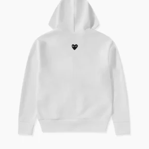 CDG Play Unisex Reverse Black Heart Zip Hooded Sweatshirt White - CDG プレイ フード付きスウェットシャツ