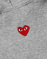 CDG Play Unisex Reverse Red Heart Zip Hooded Sweatshirt Grey - CDG Play ユニセックス リバース レッド ハート ジップ フード付きスウェットシャツ - Image 3