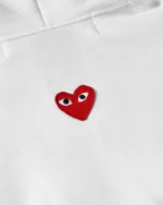 CDG Play Unisex Reverse Red Heart Zip Hooded Sweatshirt White - CDG Play ユニセックス リバース レッド ハート ジップ フード付きスウェットシャツ - Image 3