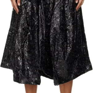 Comme des Garçons Black Enamel Embossed Pattern Midi Skirt - CDG ブラック エナメル型押しパターン ミディスカート