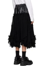 Comme des Garçons Black Georgette Faux-Leather Midi Skirt  - コムデギャルソン ブラック ジョーゼット フェイクレザー ミディスカート - Image 3