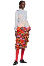 Comme des Garçons Multicolor Floral Midi Skirt - コムデギャルソン マルチカラーフローラル ミディスカート - Image 4