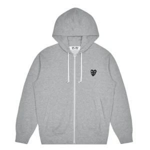 CDG Grey Play Zip-up Hoodie - CDG プレイ パーカー