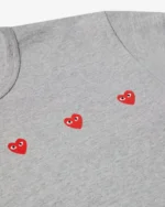 CDG Play Multi Red Heart T-Shirt Grey - CDG Play ハート Tシャツ - Image 2