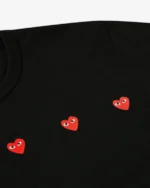CDG Play Multi Red Heart T-Shirt Black - CDG Play ハート Tシャツ - Image 2
