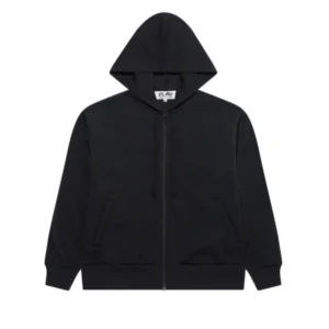 CDG Play Zip Hoodie With Red Invader Heart and Blue Emblem (Black) - CDG Play ジップフーディー