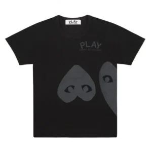 CDG Play Black T-shirt Black Three Heart Screenprint - CDG プレイ Tシャツ