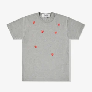 CDG Play Multi Red Heart Logo T-Shirt Grey - CDG Play Tシャツ