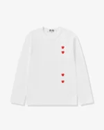 CDG Play Multi Red Heart Longsleeve T-Shirt White - CDG プレイ ロングスリーブ