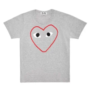 CDG Play T-shirt Red And White Outline Heart - CDG プレイ Tシャツ
